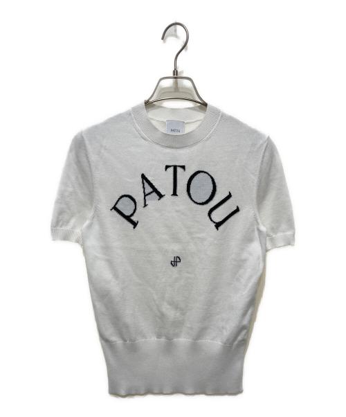 patou（パトゥ）patou (パトゥ) エコフレンドリーコットンブレンド パトゥ ジャカードニット トップ ホワイト サイズ:Mの古着・服飾アイテム