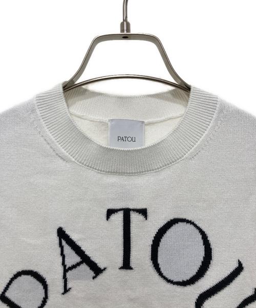 patou（パトゥ）patou (パトゥ) エコフレンドリーコットンブレンド パトゥ ジャカードニット トップ ホワイト サイズ:Mの古着・服飾アイテム