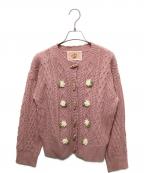 PINK HOUSEピンクハウス）の古着「小花モチーフ付きニットカーディガン」｜ピンク