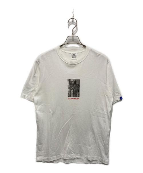 LOOPWHEELER（ループウィラー）LOOPWHEELER (ループウィラー) つどい コラボプリントTシャツ ホワイト サイズ:Lの古着・服飾アイテム