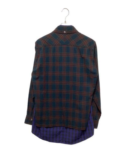 FACETASM（ファセッタズム）FACETASM (ファセッタズム) レイヤードシャツ グリーン×ブルー サイズ:3の古着・服飾アイテム