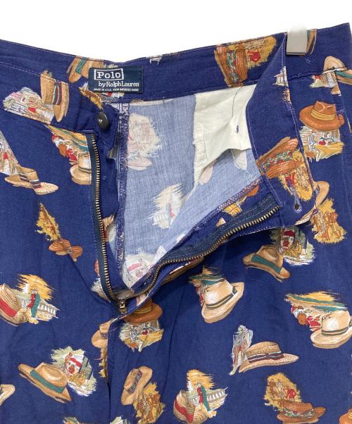 POLO RALPH LAUREN（ポロ・ラルフローレン）POLO RALPH LAUREN (ポロ・ラルフローレン) 90’s ハット柄ハーフパンツ ネイビー サイズ:不明の古着・服飾アイテム