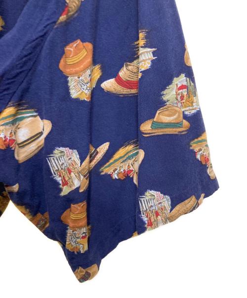 POLO RALPH LAUREN（ポロ・ラルフローレン）POLO RALPH LAUREN (ポロ・ラルフローレン) 90’s ハット柄アロハシャツ ネイビー サイズ:XLの古着・服飾アイテム