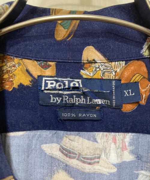 POLO RALPH LAUREN（ポロ・ラルフローレン）POLO RALPH LAUREN (ポロ・ラルフローレン) 90’s ハット柄アロハシャツ ネイビー サイズ:XLの古着・服飾アイテム