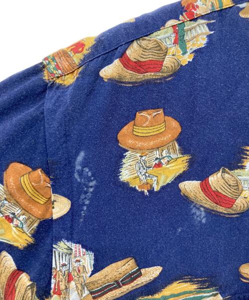 POLO RALPH LAUREN（ポロ・ラルフローレン）POLO RALPH LAUREN (ポロ・ラルフローレン) 90’s ハット柄アロハシャツ ネイビー サイズ:XLの古着・服飾アイテム