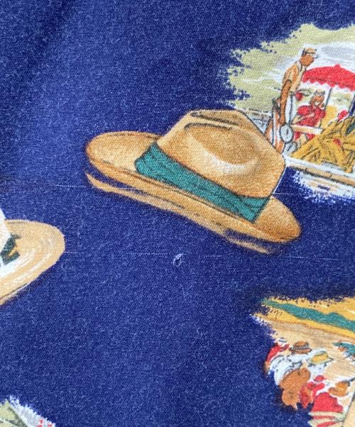 POLO RALPH LAUREN（ポロ・ラルフローレン）POLO RALPH LAUREN (ポロ・ラルフローレン) 90’s ハット柄アロハシャツ ネイビー サイズ:XLの古着・服飾アイテム