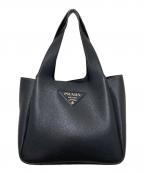 PRADAプラダ）の古着「ブラックレザーミニトートバッグ」｜ブラック