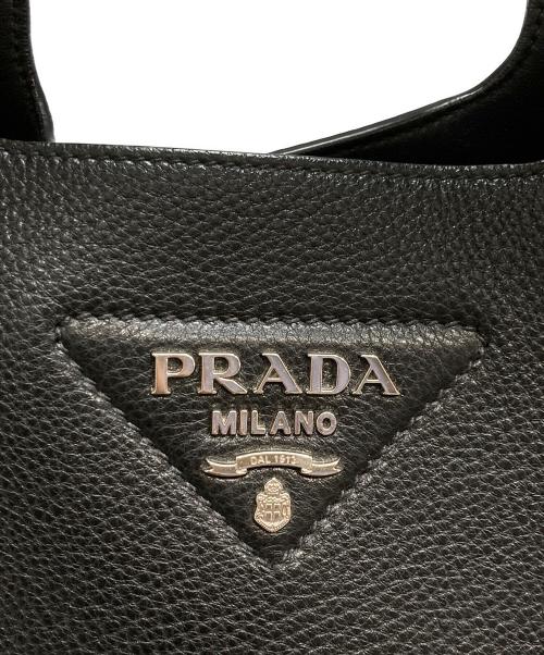 PRADA（プラダ）PRADA (プラダ) ブラックレザーミニトートバッグ ブラックの古着・服飾アイテム