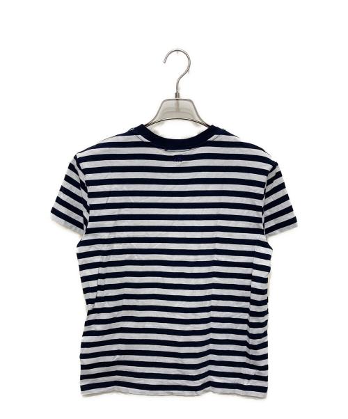 AMI PARIS（アミ パリス）AMI PARIS (アミ パリス) ハートロゴ刺繍ボーダーTシャツ ホワイト×ブラック サイズ:XSの古着・服飾アイテム