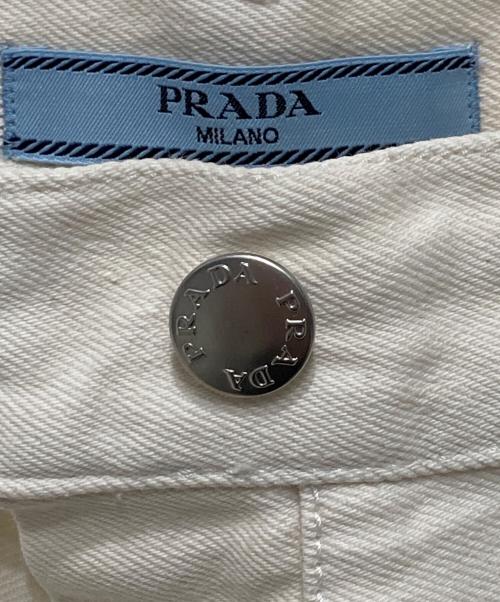 PRADA（プラダ）PRADA (プラダ) トライアングルロゴデニムパンツ ホワイト サイズ:24の古着・服飾アイテム