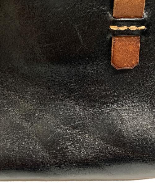 HENRY CUIR（アンリークイール）HENRY CUIR (アンリークイール) ステッチレザーハンドバッグ ブラックの古着・服飾アイテム