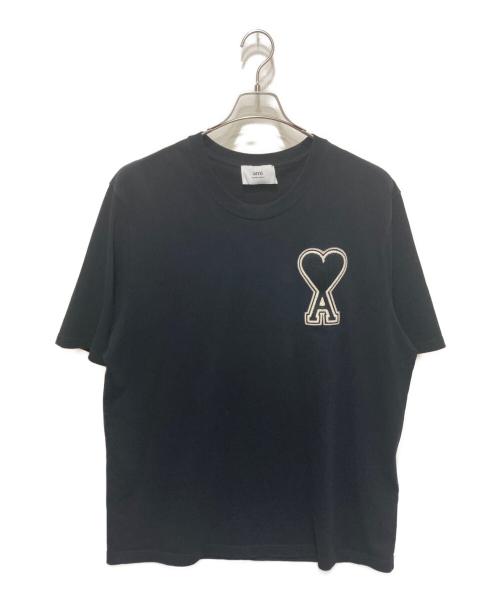 AMI Alexandre Mattiussi（アミアレクサンドルマテュッシ）AMI Alexandre Mattiussi (アミアレクサンドルマテュッシ) ハートロゴコットンTシャツ ブラック サイズ:XLの古着・服飾アイテム