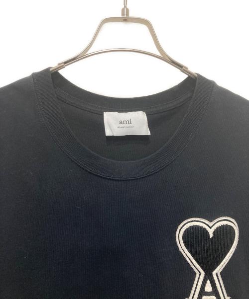 AMI Alexandre Mattiussi（アミアレクサンドルマテュッシ）AMI Alexandre Mattiussi (アミアレクサンドルマテュッシ) ハートロゴコットンTシャツ ブラック サイズ:XLの古着・服飾アイテム