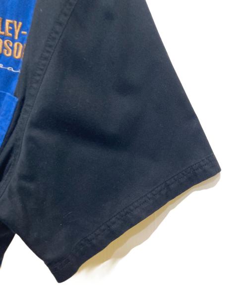 HARLEY-DAVIDSON（ハーレーダビッドソン）HARLEY-DAVIDSON (ハーレーダビッドソン) 半袖ワークシャツ ブラック×ブルー サイズ:XLの古着・服飾アイテム