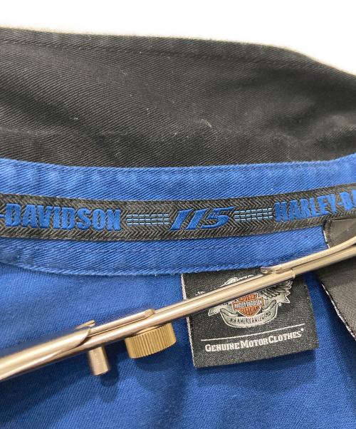 HARLEY-DAVIDSON（ハーレーダビッドソン）HARLEY-DAVIDSON (ハーレーダビッドソン) 半袖ワークシャツ ブラック×ブルー サイズ:XLの古着・服飾アイテム