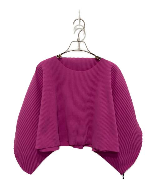 me ISSEY MIYAKE（ミーイッセイ ミヤケ）me ISSEY MIYAKE (ミーイッセイ ミヤケ) プリーツクロップドカットソー ピンク サイズ:FREEの古着・服飾アイテム