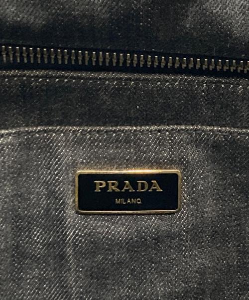 PRADA（プラダ）PRADA (プラダ) デニムカナパトートバッグ ブラックの古着・服飾アイテム