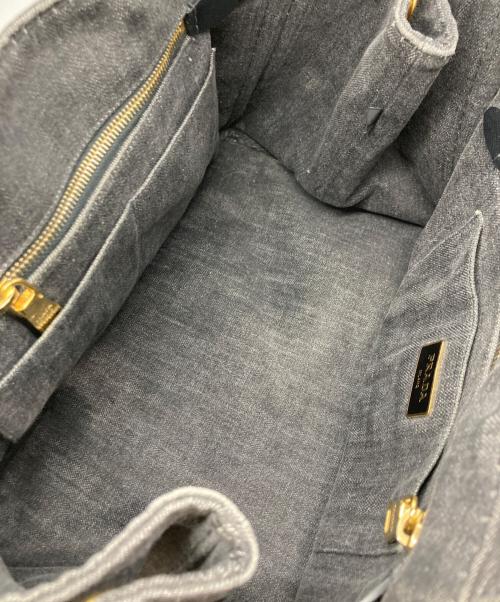PRADA（プラダ）PRADA (プラダ) デニムカナパトートバッグ ブラックの古着・服飾アイテム