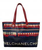 CHANELシャネル）の古着「セントラルステーショントートバッグ」｜ネイビー×レッド
