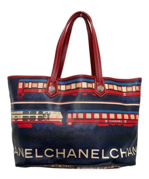 CHANEL（シャネル）CHANEL (シャネル) セントラルステーショントートバッグ ネイビー×レッドの古着・服飾アイテム