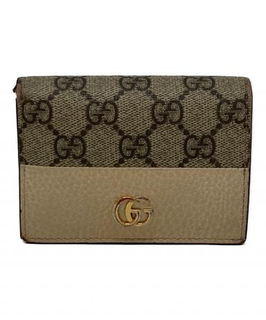 GUCCI GGマーモント 二つ折り財布 GGスプリーム ベージュ　グッチ 中古・古着通販】GUCCI (グッチ) GGマーモント 2つ折り財布 アイボリー