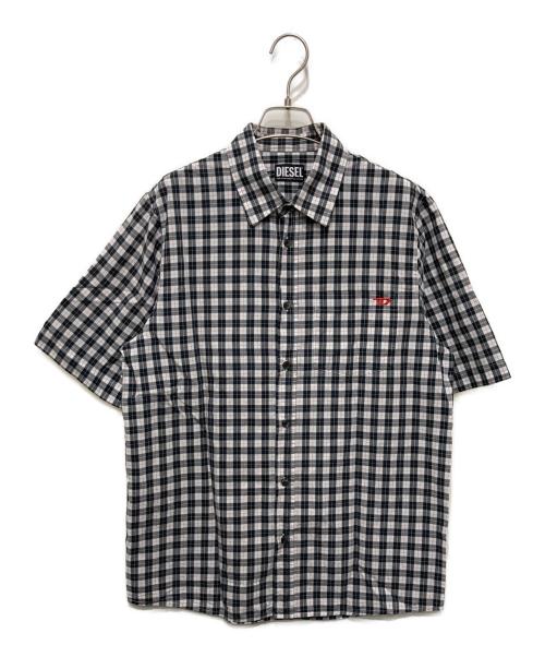 DIESEL（ディーゼル）DIESEL (ディーゼル) 半袖チェックシャツ ブラック サイズ:Sの古着・服飾アイテム