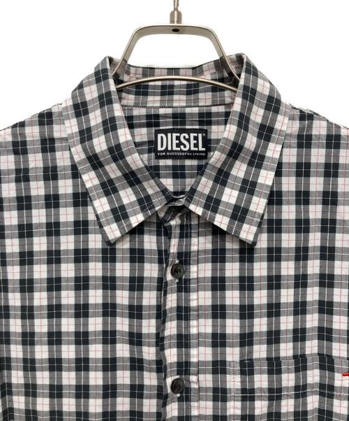 DIESEL（ディーゼル）DIESEL (ディーゼル) 半袖チェックシャツ ブラック サイズ:Sの古着・服飾アイテム