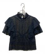 ISABEL MARANT ETOILEイザベルマランエトワール）の古着「レースフリルブラウス」｜ブラック