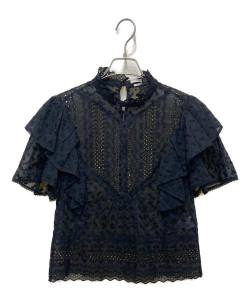 ISABEL MARANT ETOILE（イザベルマランエトワール）ISABEL MARANT ETOILE (イザベルマランエトワール) レースフリルブラウス ブラック サイズ:34の古着・服飾アイテム