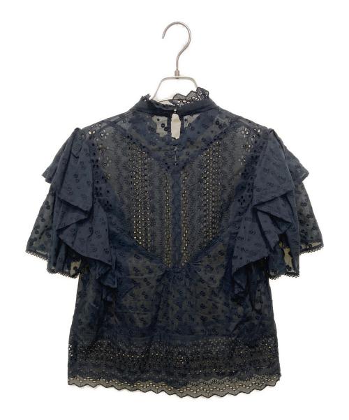 ISABEL MARANT ETOILE（イザベルマランエトワール）ISABEL MARANT ETOILE (イザベルマランエトワール) レースフリルブラウス ブラック サイズ:34の古着・服飾アイテム