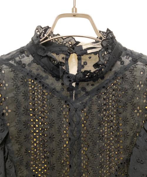 ISABEL MARANT ETOILE（イザベルマランエトワール）ISABEL MARANT ETOILE (イザベルマランエトワール) レースフリルブラウス ブラック サイズ:34の古着・服飾アイテム
