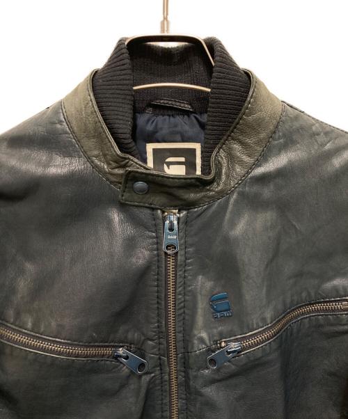 G-STAR RAW（ジースターロゥ）G-STAR RAW (ジースターロゥ) RCT BIKER LEATHER JKT ネイビー サイズ:Sの古着・服飾アイテム