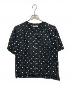 atelier naruseアトリエナルセ）の古着「cotton linen ～ mizutama ～ V-neck blouse」｜ブラック