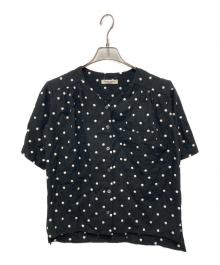 atelier naruse（アトリエナルセ）の古着「cotton linen ～ mizutama ～ V-neck blouse」｜ブラック