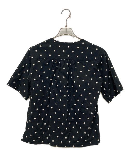 atelier naruse（アトリエナルセ）atelier naruse (アトリエナルセ) cotton linen ～ mizutama ～ V-neck blouse ブラック サイズ:FREEの古着・服飾アイテム