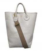 YOUNG & OLSEN The DRYGOODS STOREヤングアンドオルセン ザ ドライグッズストア）の古着「EMBOSSED LEATHER HAVERSACK M 2WAYバッグ」｜アイボリー