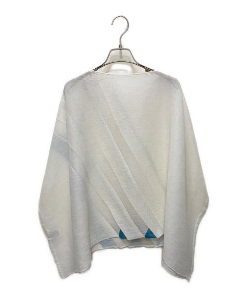 me ISSEY MIYAKE（ミーイッセイ ミヤケ）me ISSEY MIYAKE (ミーイッセイ ミヤケ) ラインクレープカットソー ホワイト×ブルー サイズ:FREEの古着・服飾アイテム
