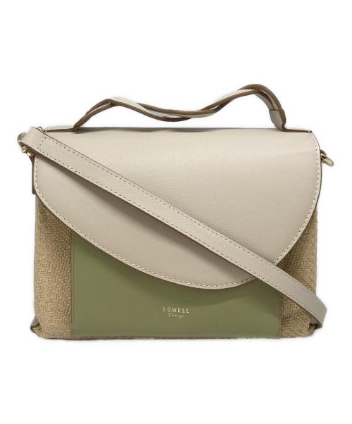 LOWELL Things（ロウェル シングス）LOWELL Things (ロウェル シングス) レザー×異素材ツイストショルダー2WAY SUMMER BAG ベージュ×グリーンの古着・服飾アイテム