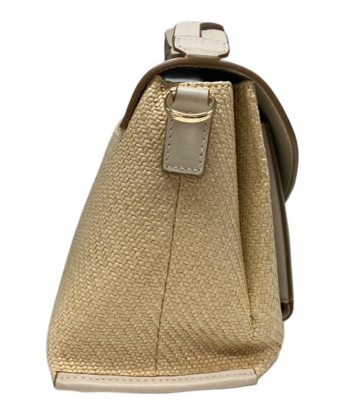 LOWELL Things（ロウェル シングス）LOWELL Things (ロウェル シングス) レザー×異素材ツイストショルダー2WAY SUMMER BAG ベージュ×グリーンの古着・服飾アイテム
