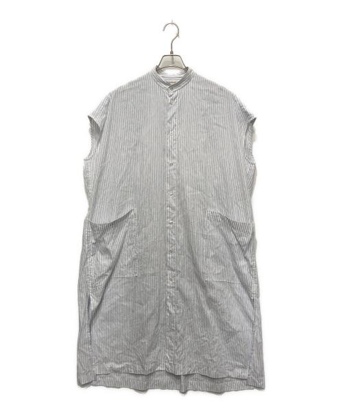 BLAMINK（ブラミンク）BLAMINK (ブラミンク) リネンコットンストライプシャツワンピース ホワイト サイズ:38の古着・服飾アイテム