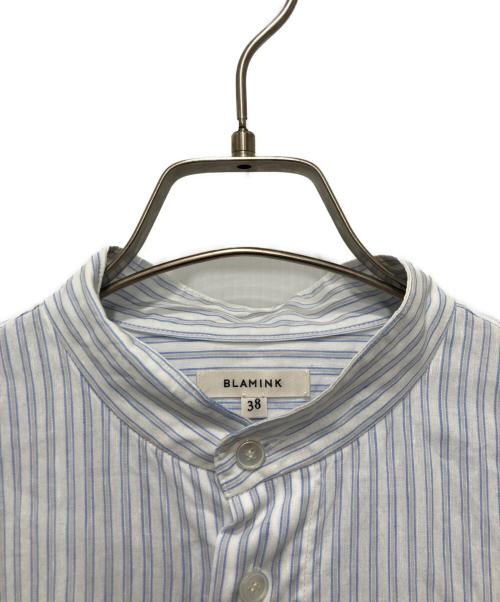 BLAMINK（ブラミンク）BLAMINK (ブラミンク) リネンコットンストライプシャツワンピース ホワイト サイズ:38の古着・服飾アイテム