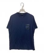 PRADAプラダ）の古着「ラバーロゴポケットTシャツ」｜ネイビー