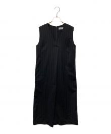 JOHN SMEDLEY（ジョンスメドレー）の古着「ウールストライプワンピース」｜ブラック