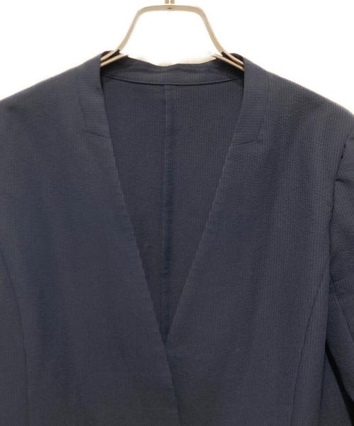 SOEJU（ソージュ）SOEJU (ソージュ) シアサッカーノーカラージャケット ネイビー サイズ:Ⅿの古着・服飾アイテム