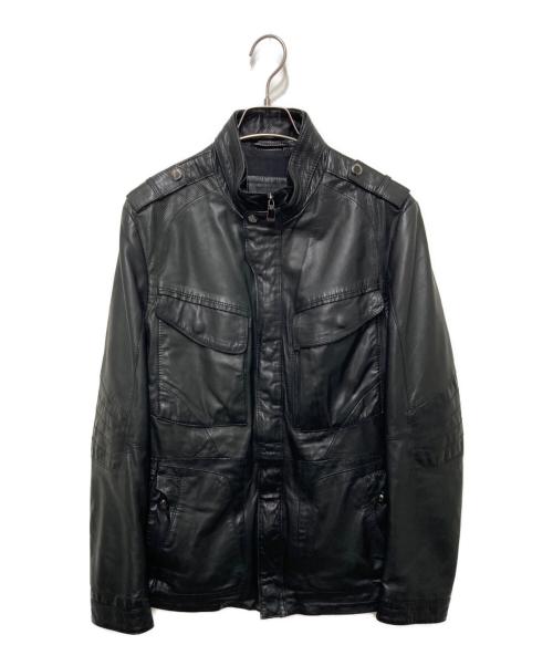 BOSS HUGO BOSS（ボス ヒューゴボス）BOSS HUGO BOSS (ボス ヒューゴボス) ラムレザージャケット ブラック サイズ:48の古着・服飾アイテム