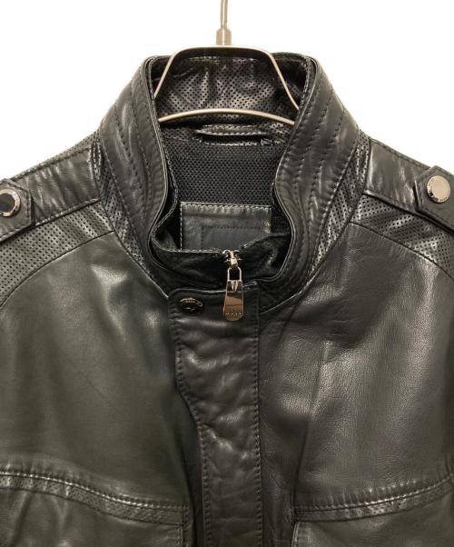 BOSS HUGO BOSS（ボス ヒューゴボス）BOSS HUGO BOSS (ボス ヒューゴボス) ラムレザージャケット ブラック サイズ:48の古着・服飾アイテム