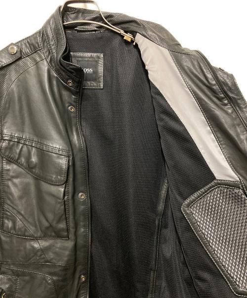 BOSS HUGO BOSS（ボス ヒューゴボス）BOSS HUGO BOSS (ボス ヒューゴボス) ラムレザージャケット ブラック サイズ:48の古着・服飾アイテム