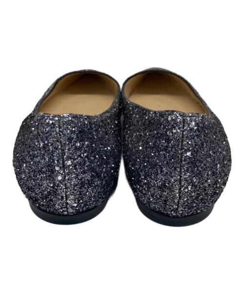 JIMMY CHOO（ジミーチュウ）JIMMY CHOO (ジミーチュウ) グリッターフラットパンプス ブラック サイズ:39 1/2の古着・服飾アイテム