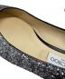 中古・古着 JIMMY CHOO (ジミーチュウ) グリッターフラットパンプス ブラック サイズ:39 1/2：10000円