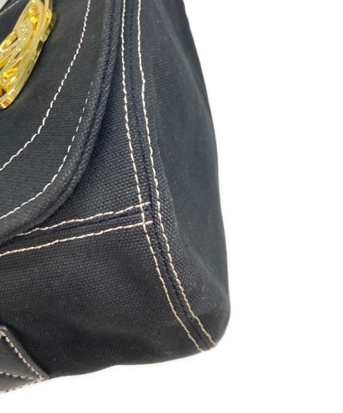 Vivienne Westwood（ヴィヴィアンウエストウッド）Vivienne Westwood (ヴィヴィアンウエストウッド) オーブステッチキャンバスショルダーバッグ ブラックの古着・服飾アイテム